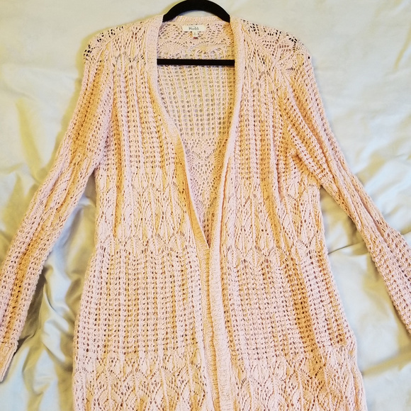 Mudd Sweaters - 4/$12 Mudd Crocheted Cardigan M Slight Damage Pink
